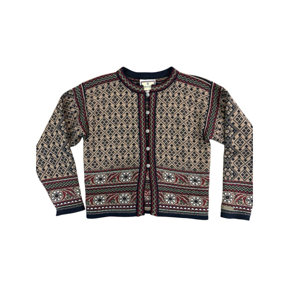 Dale Of Norway Cardigan Button Sweater Wool Sz‎ M Nordic Fair Isle Cabin Preppy